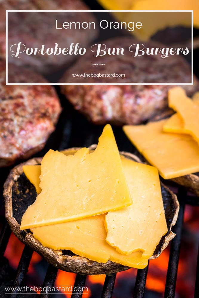 Delicious fresh grilled burger with citrus taste (lemon and orange) brought in two versions. One with portobello buns and a bacon bourbon one! Your taste! I promise