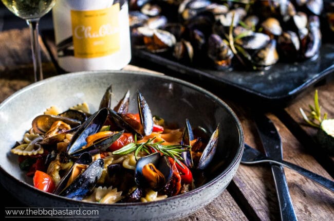 Pernod flambéed mussels