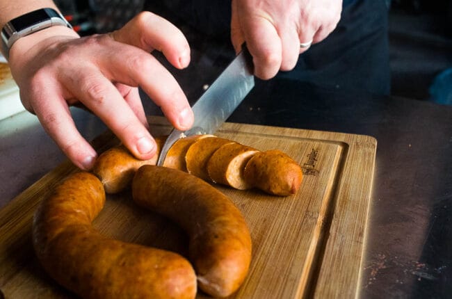 Rookworst van kip met geuze