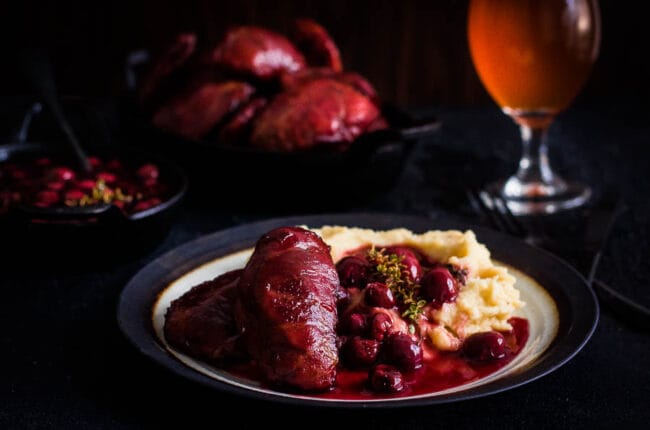 Cherry beer pork cheeks