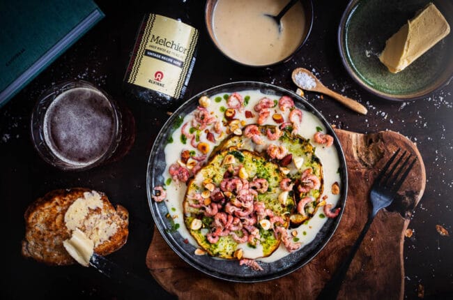 gegrilde knolselder met rucola