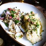 gerookte zeewolf met honing mosterd saus