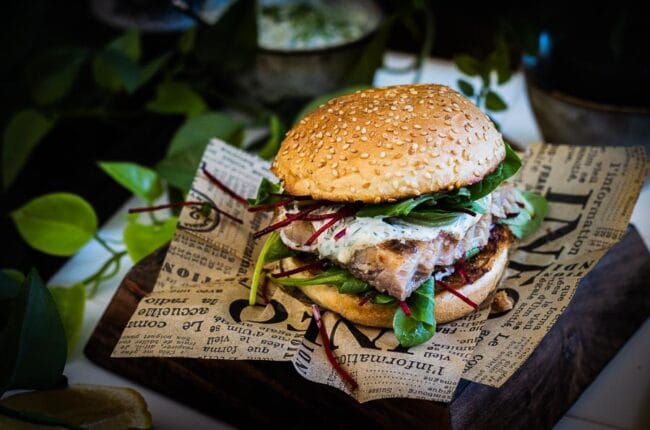 gerookte steur burger