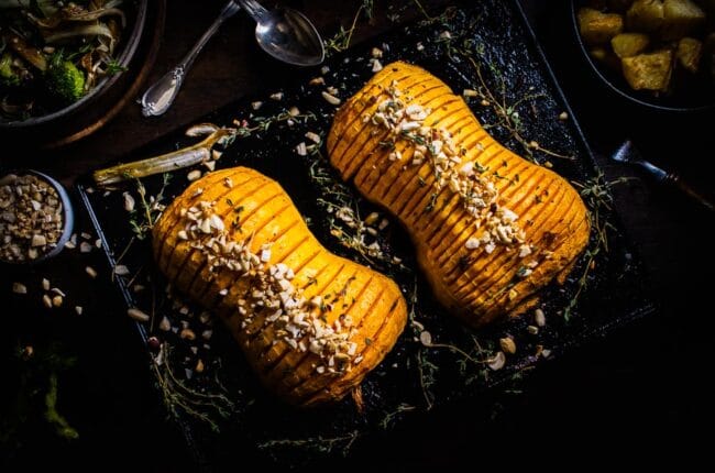 geroosterde butternut op de bbq