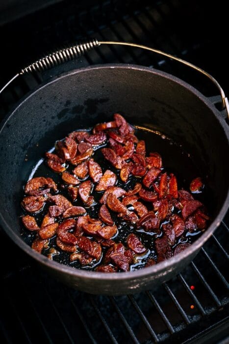 Gerookte pompoensoep met chorizo