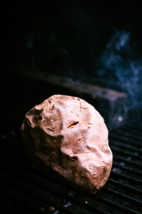 Gepofte aardappel zoete aardappelspread