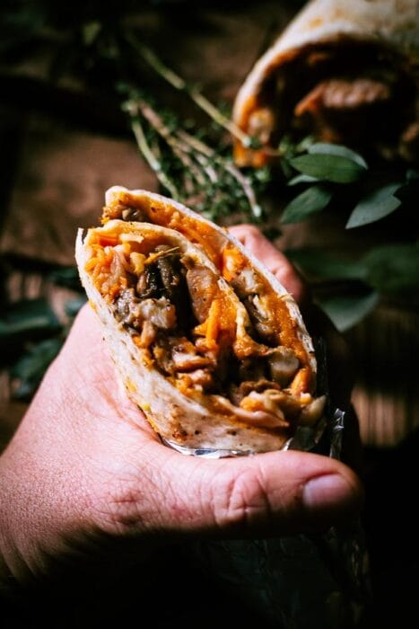 Herfstige wrap met zoete aardappelspread