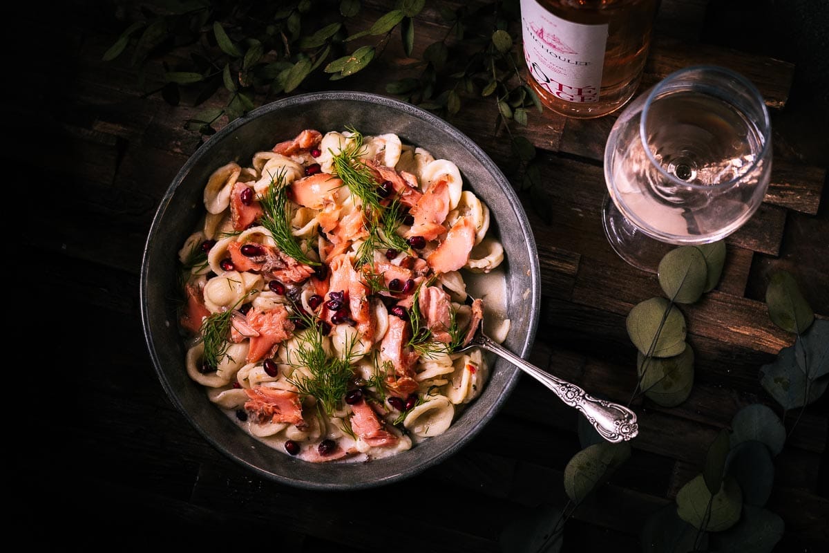 Orecchiette met warm gerookte zalm