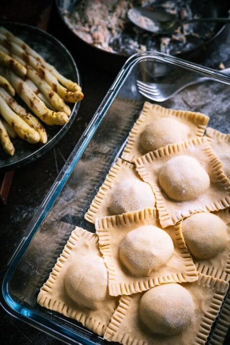 Ravioli met gerookte zalm