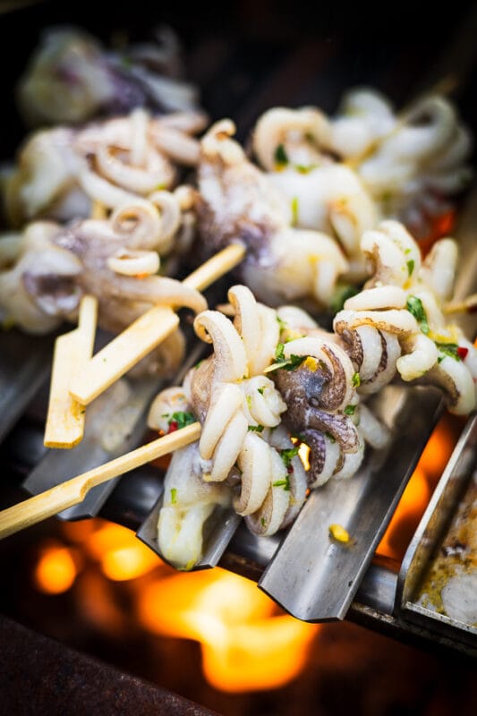 BBQ Paella met gegrilde inktvis