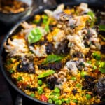 BBQ Paella met gegrilde inktvis