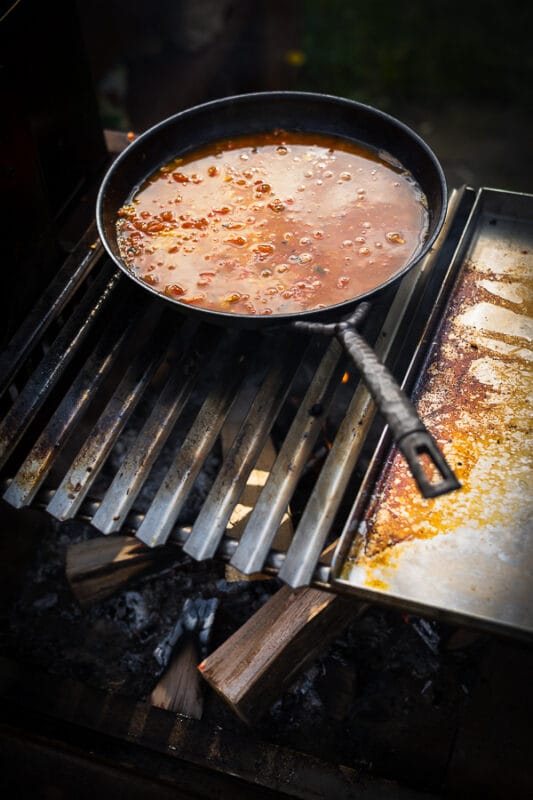 BBQ Paella met gegrilde inktvis